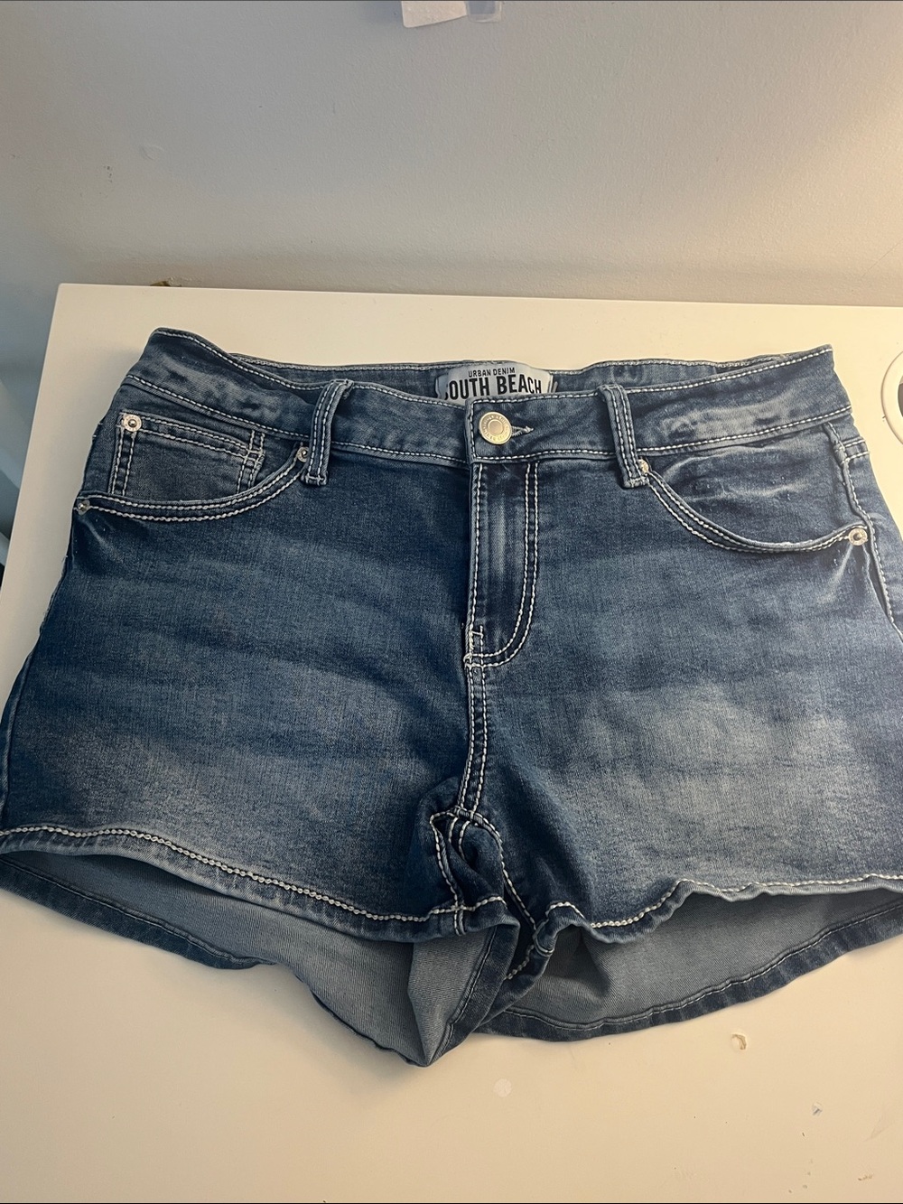 Urban Planet Women's Washed Blue Denim Shorts